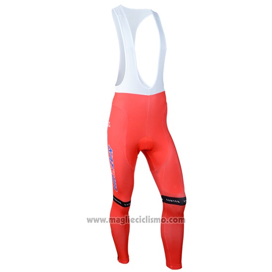 2014 Abbigliamento Ciclismo Katusha Bianco e Rosso Manica Lunga e Salopette